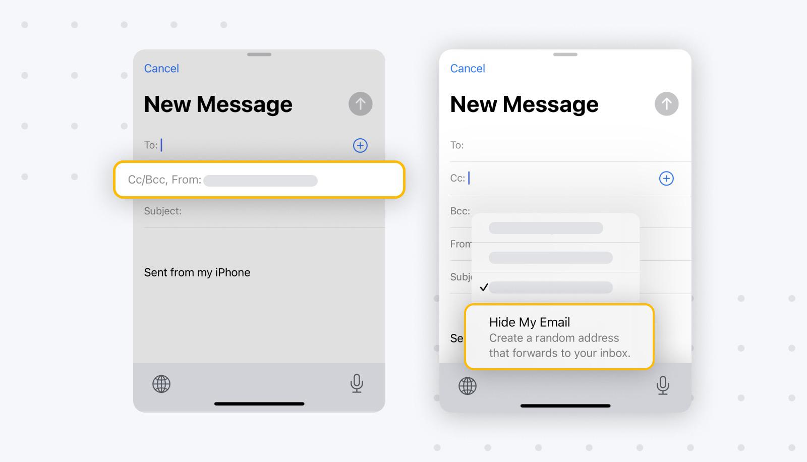 how to send an email from hide my email icloud