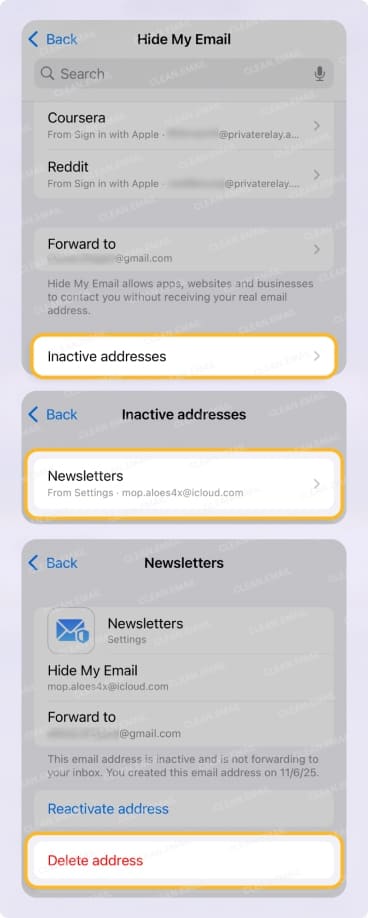 How to reactivate or delete a deactivated email address
