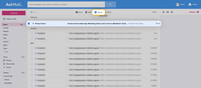 How to block emails in AOL