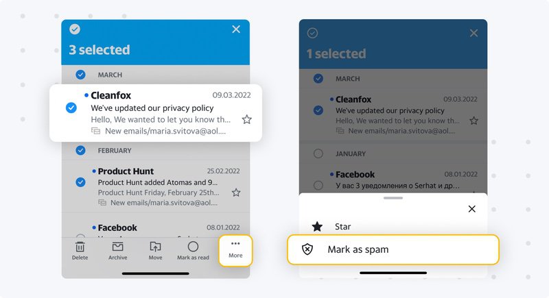 How to block emails in AOL mobile app