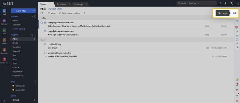 How to block an email address in Zoho Mail