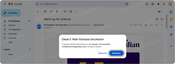 Klicken Sie zur Bestätigung auf „Blockieren“