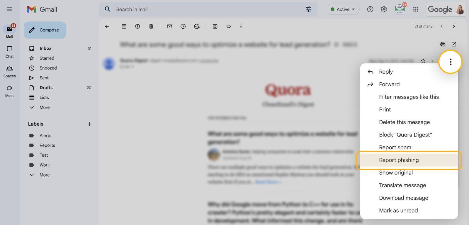 how to block email from someone in gmail