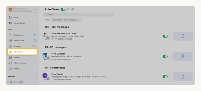 Auto Clean feature in Clean Email