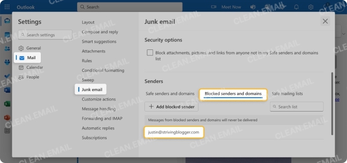 Unblock senders in Outlook.com