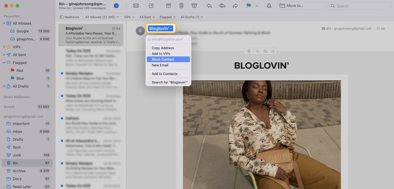 How to block emails in Mac Mail