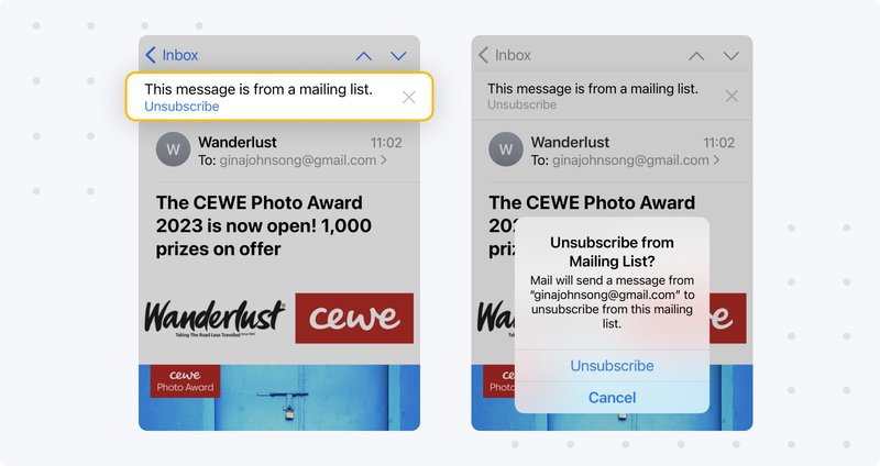 Tap Unsubscribe to confirm that you want to unsubscribe