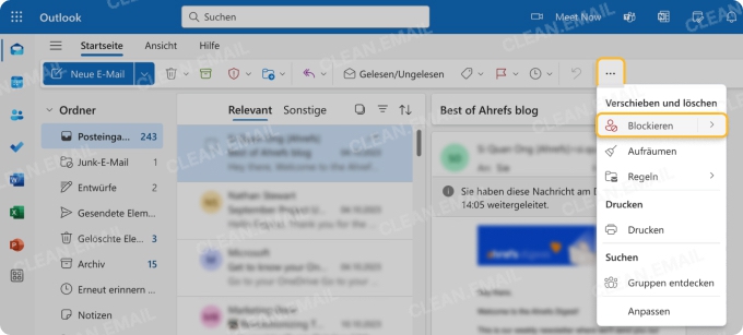 Outlook Mails blockieren