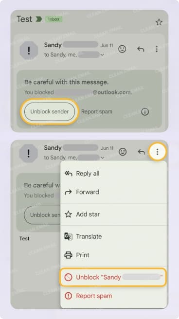 How to unblock someone on Gmail on Android
