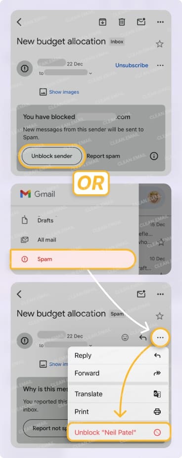 How to unblock someone on Gmail on iPhone