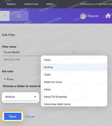 Manage Yahoo Mail filters on the web
