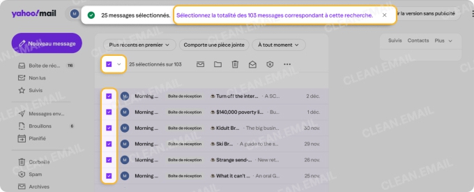 Comment supprimer tous les e-mails d'un expéditeur dans Yahoo Mail sur le Web