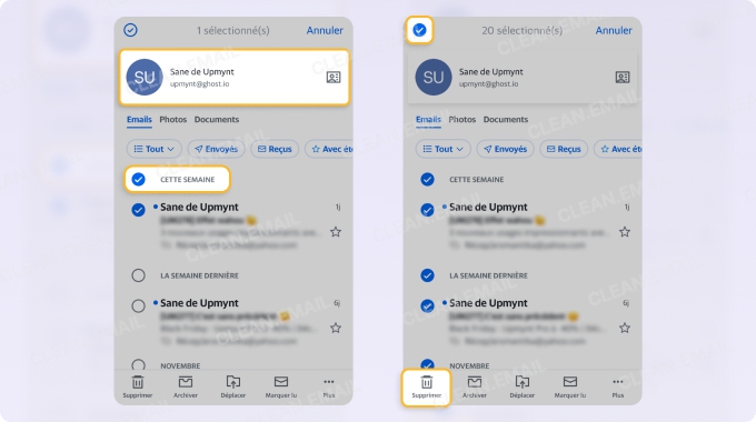 Yahoo Mail mobile : sélectionner et supprimer des e-mails filtrés
