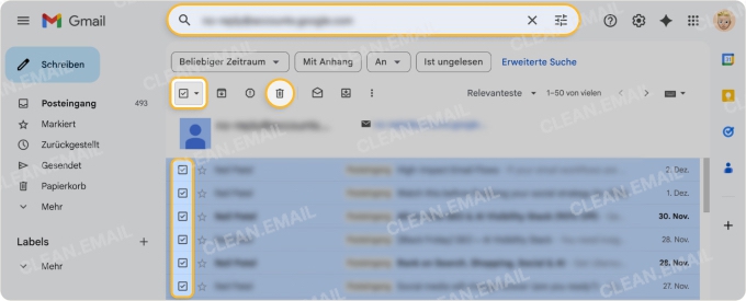 Zum Löschen auf das Papierkorb-Symbol klicken
