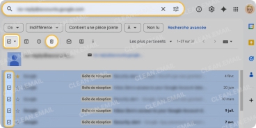 Déplacer les messages sélectionnés vers la corbeille