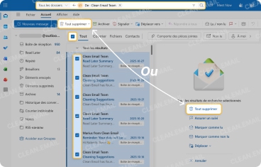 Déplacer tous les e-mails vers le dossier Éléments supprimés