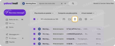 Déplacer les messages sélectionnés vers le dossier Corbeille dans Yahoo Mail
