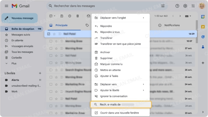 Supprimer tous les e-mails d’un même expéditeur dans Gmail sur ordinateur