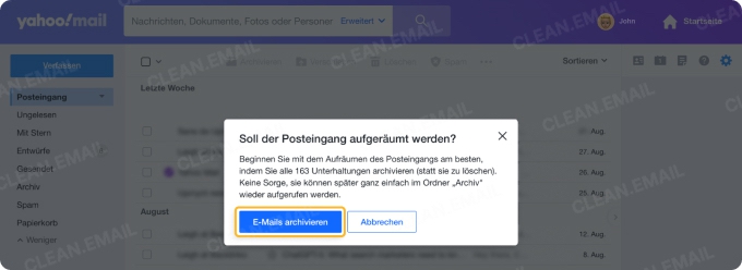 Beginnen Sie mit dem Aufräumen des Posteingangs am besten, indem Sie alle Unterhaltungen archivieren (statt sie zu löschen)