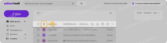 Option Supprimer par expéditeur dans Yahoo Mail