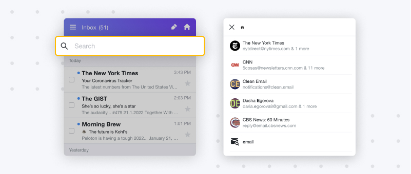 Select inbox to search your Yahoo inbox