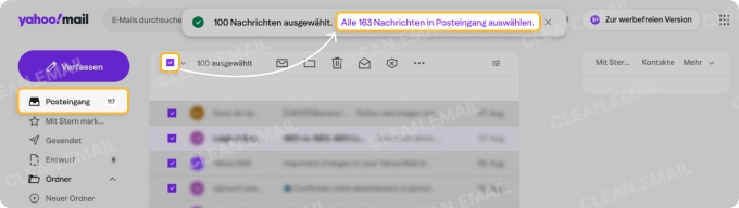 So löschen Sie alle Yahoo Mails im Web