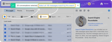 How to delete all Yahoo emails by sender