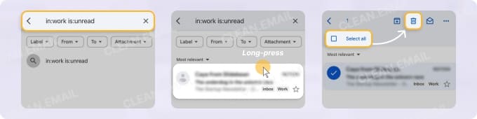 How to delete all unread using a filter in the mobile app