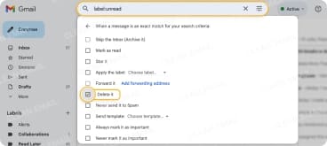 How to automatically delete unread emails in Gmail
