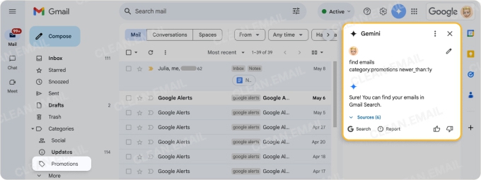 Delete (old/recent) promotional emails