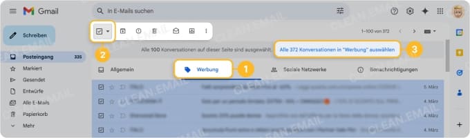 Alte Werbe-E-Mails löschen