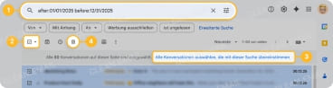 E-Mails eines bestimmten Jahres mit ‚nach‘- und ‚vor‘-Suchoperatoren finden