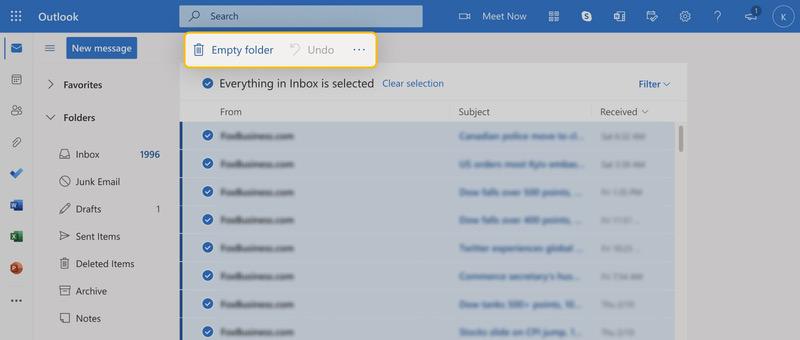 How To Delete All Emails In Outlook Inbox