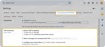 POP Client Settings