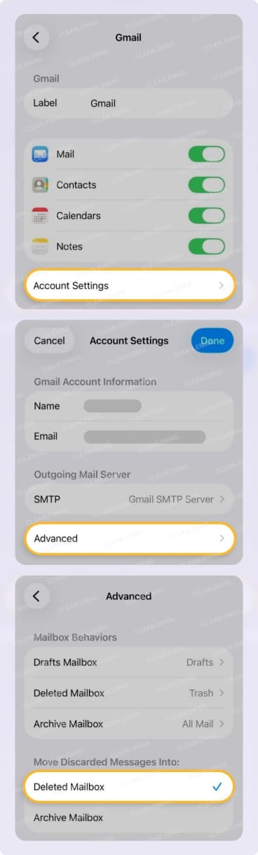 Review and adjust account settings to fix sync or delete issues.