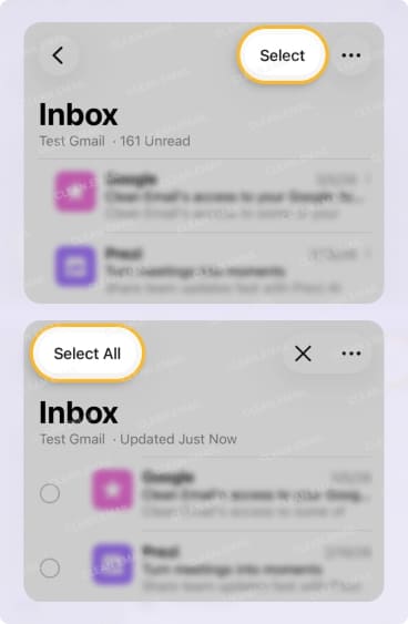 Select all emails in iPhone Mail app to delete