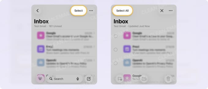 Select all emails in iPhone Mail app to delete