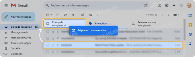 Comment déplacer un mail de l’onglet Promotions vers Principale