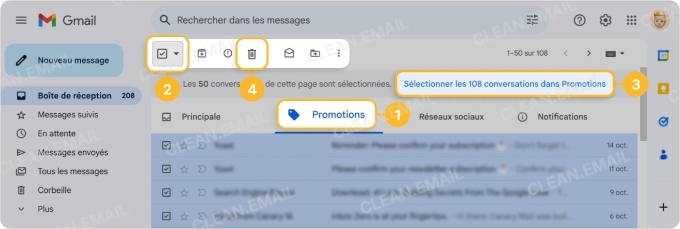 Cliquez sur Supprimer (icône de corbeille) dans la barre d’outils