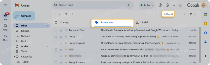 Gemini results do not fully match the results in the Gmail tab