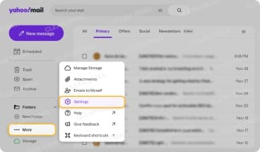 Use a Yahoo Mail filter to automatically move emails to Trash