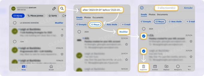 Supprimer des e-mails AOL par date depuis un mobile