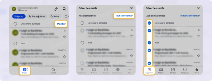 Comment supprimer tous les mails AOL sur mobile