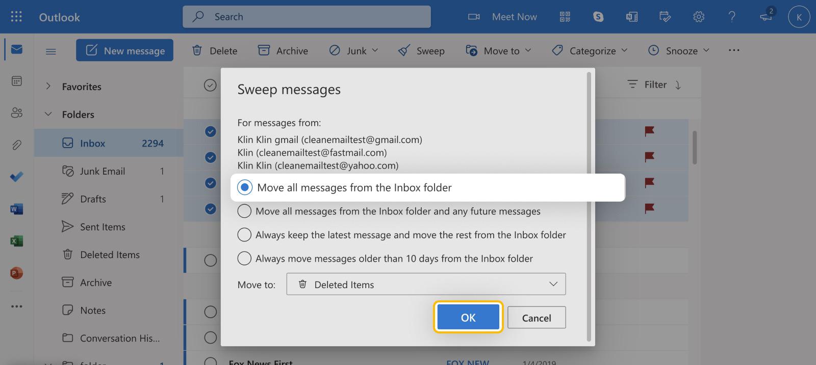 how do you delete email folders in hotmail