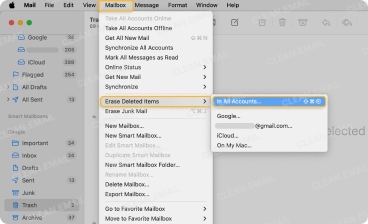 How to permanently remove deleted emails