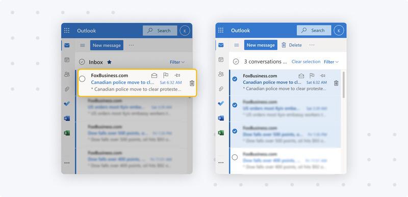 How to delete multiple emails in the Outlook mobile app