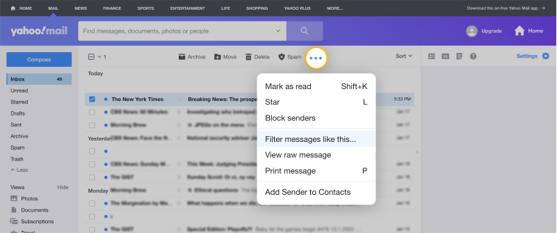 How to delete multiple emails in Yahoo