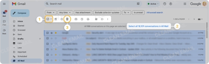 How to delete large amounts of emails in Gmail