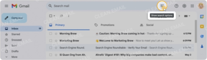 Click Show search options, enter criteria, and select Search