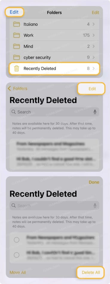 How to Empty Notes Trash on iPhone